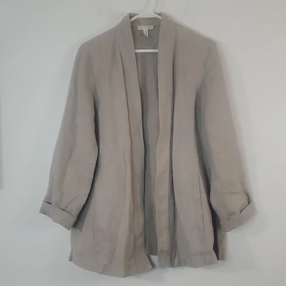 Eileen Fisher Linen Jacket Size Medium Neutral Coastal - Picture 1 of 16